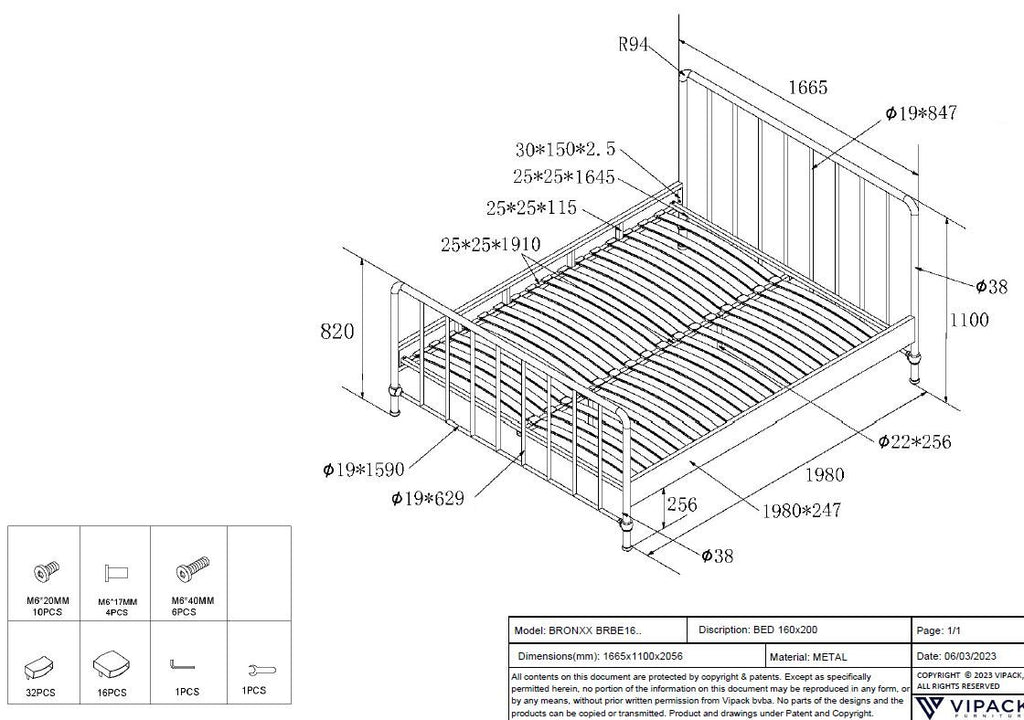 Bronxx Bed 160 / Διπλό παιδικό-εφηβικό κρεβάτι 