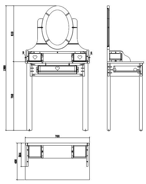 Amori Dressing Table White / Τουαλέτα Λευκή.