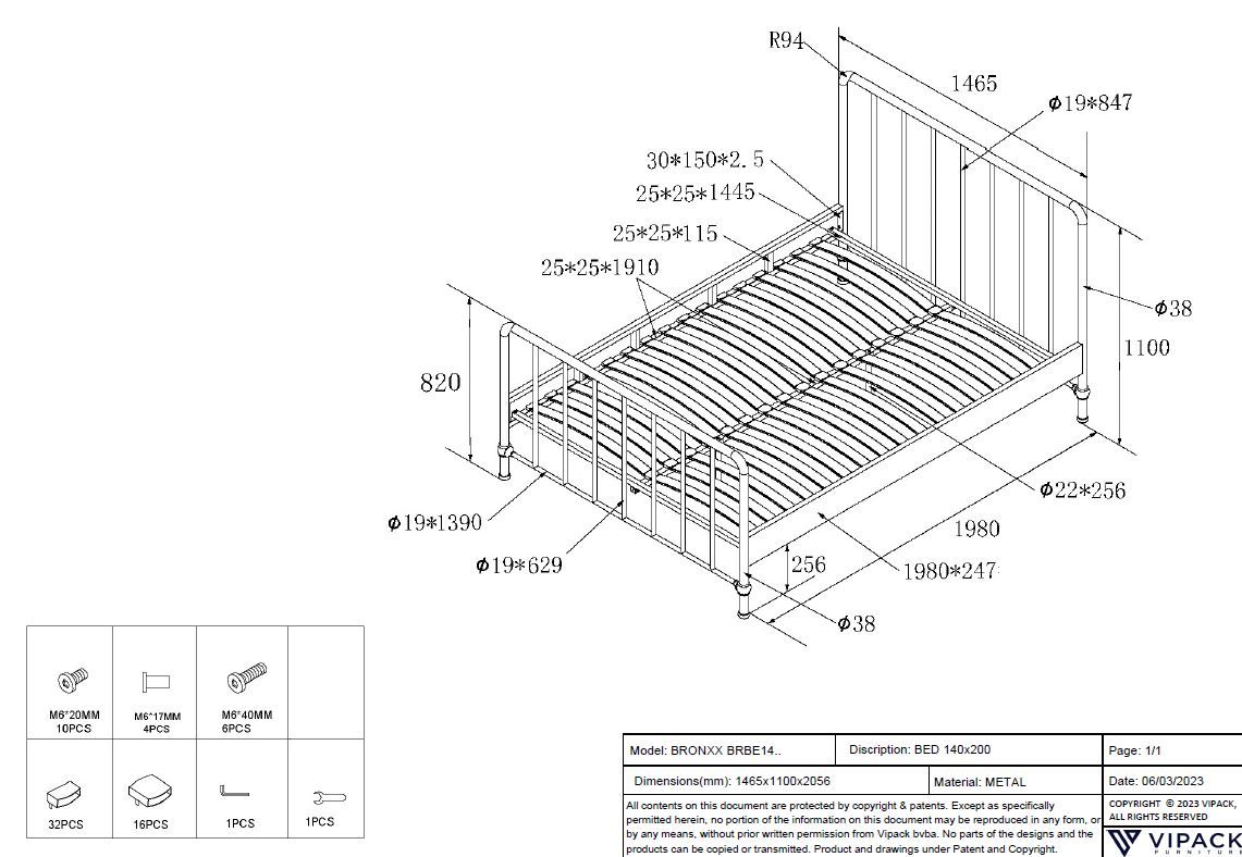 Bronxx Bed 140 / Διπλό παιδικό-εφηβικό κρεβάτι