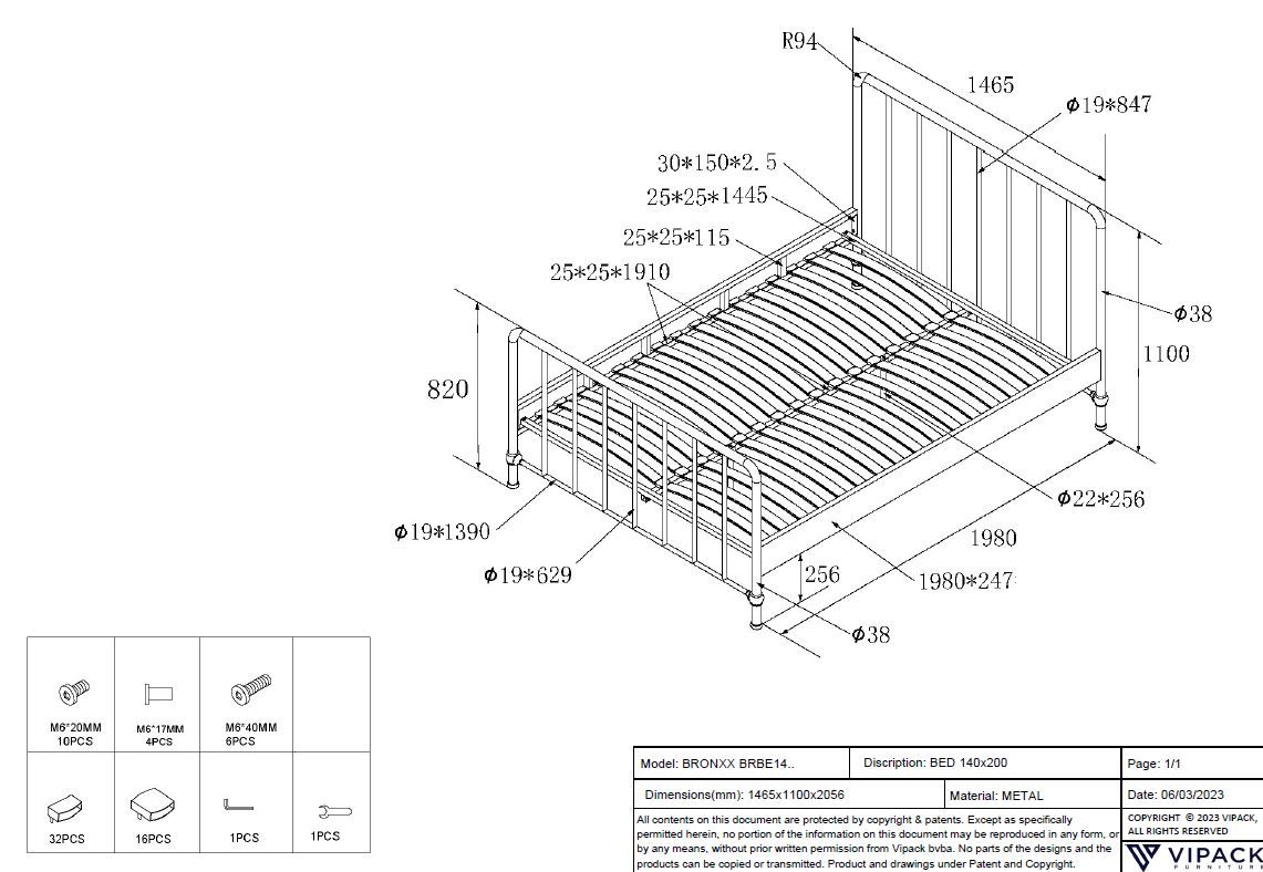 Bronxx Bed 140 / Διπλό παιδικό-εφηβικό κρεβάτι 