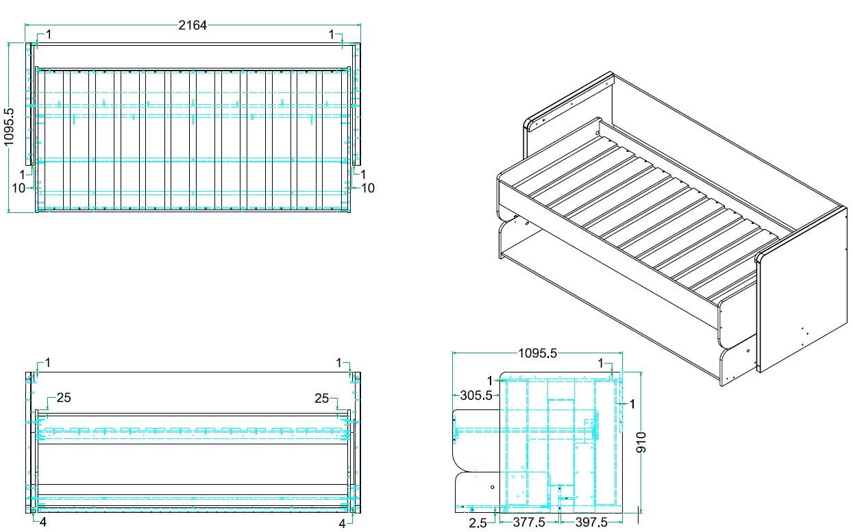 DENVER DESKBED 90 X 200 CM WHITE / Κουκέτα-Γραφείο