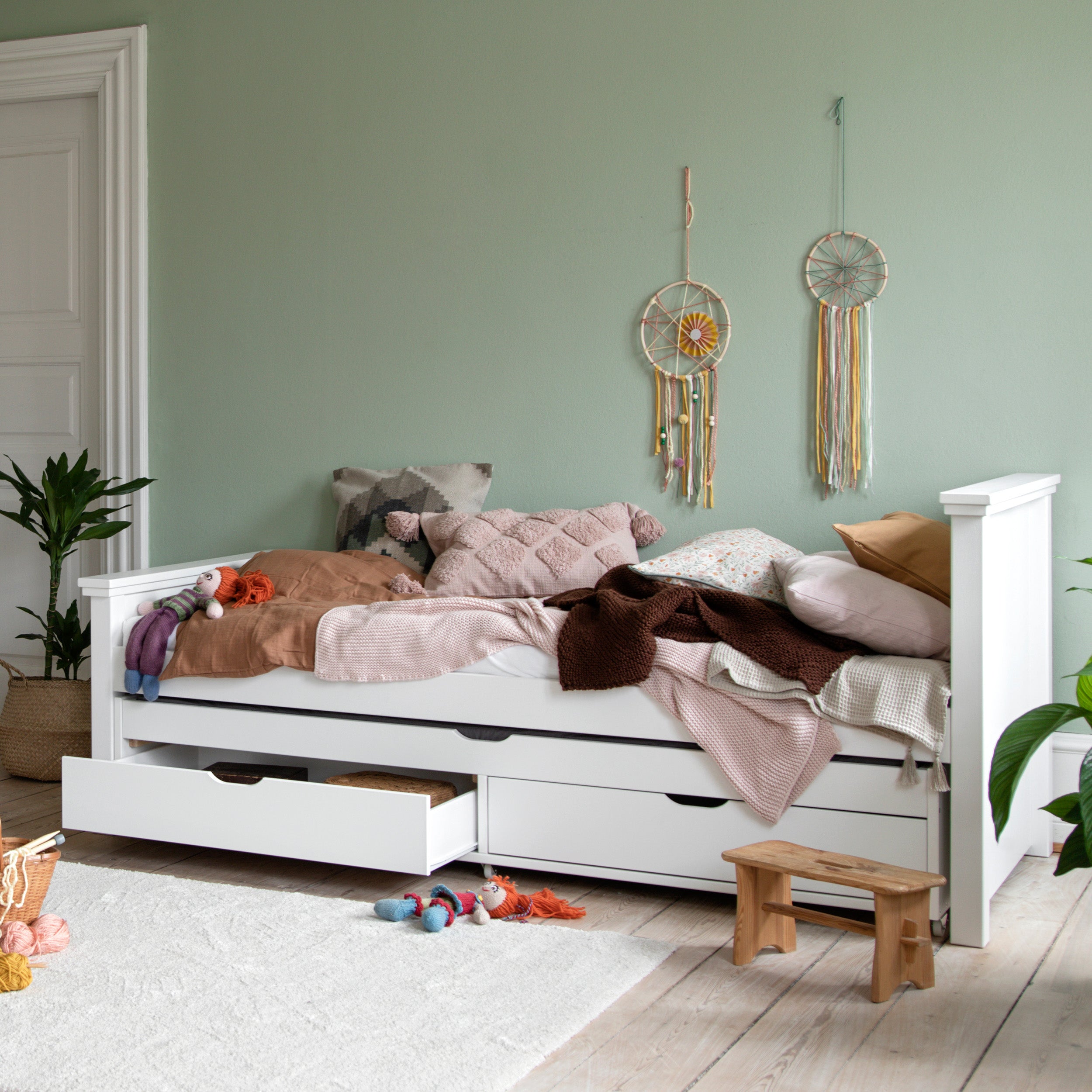 MAJA BED WITH SECOND BED AND 2 DRAWERS ΞΥΛΙΝΟ ΚΡΕΒΑΤΙ ΜΕ ΣΥΡΟΜΕΝΟ ΚΑΙ 2 ΣΥΡΤΑΡΙΑ HOPPEKIDS