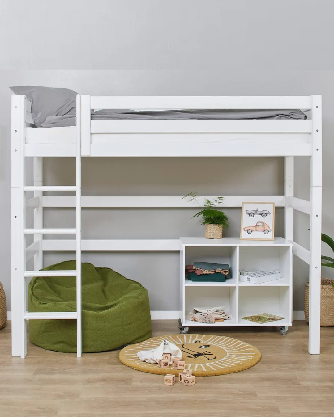 Hoppekids ECO Luxury Loft Bed / Υπερυψωμένο κρεβάτι κουκέτα μασίφ -ΔΙΑΘΕΣΙΜΗ-