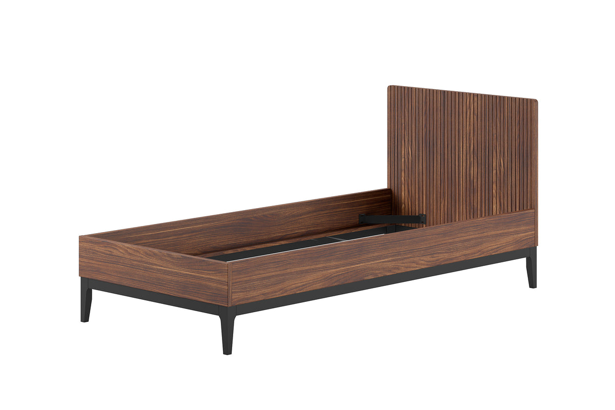 ILYAS BED 90 x 200 cm WALNUT / Μονό ξύλινο κρεβάτι