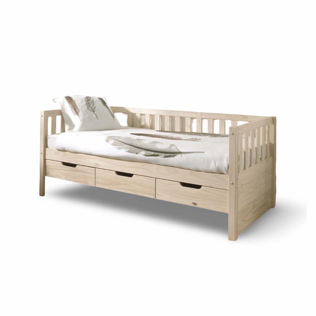 LIT 3 TIROIRS 90 X 200 CM PIN LAITEUX / Lit 3 tiroirs