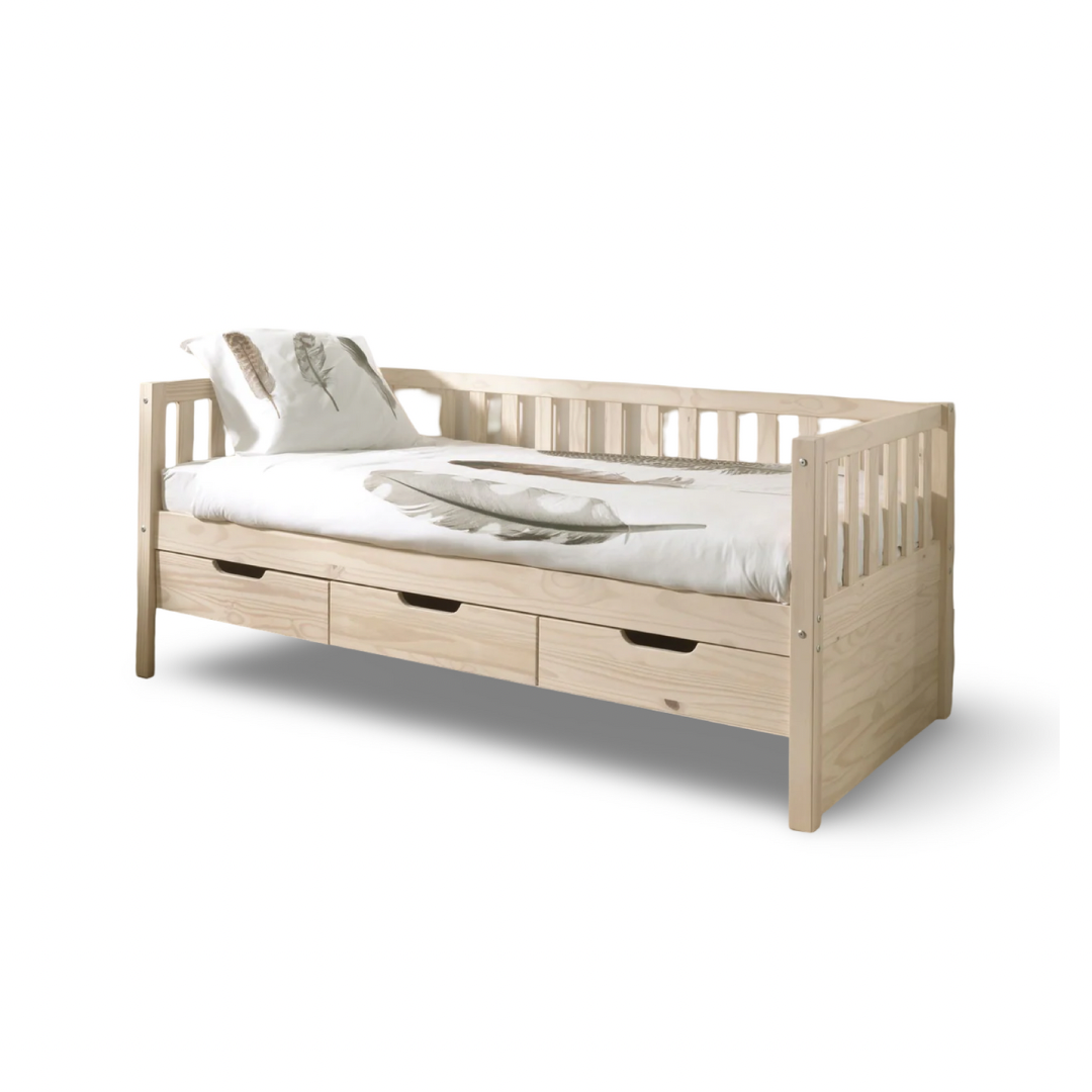 LIT 3 TIROIRS 90 X 200 CM PIN LAITEUX / Lit 3 tiroirs