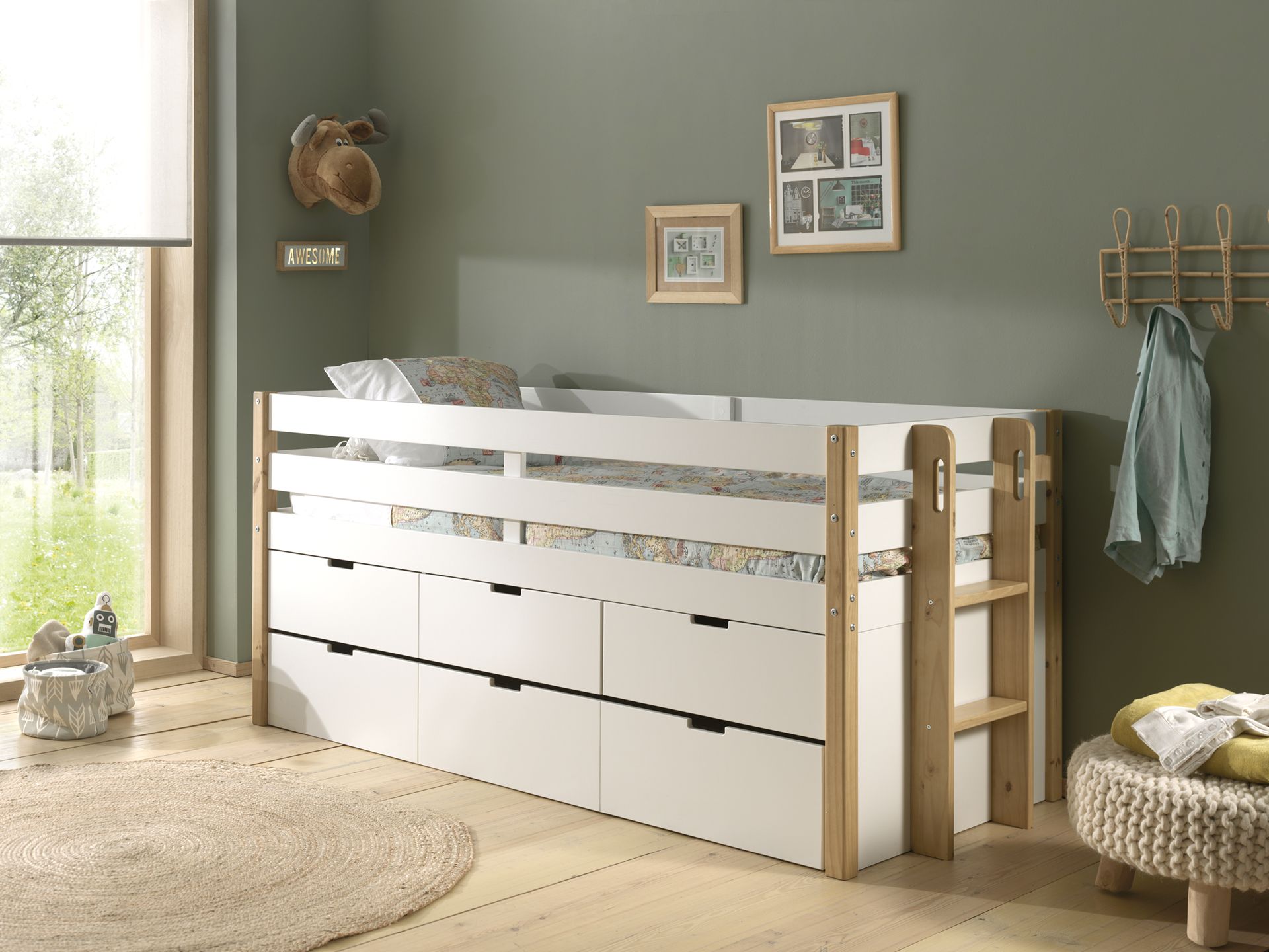 Margrit Bunk Bed with Drawers & Extra Bed / Κουκέτα με συρτάρια και έξτρα κρεβάτι