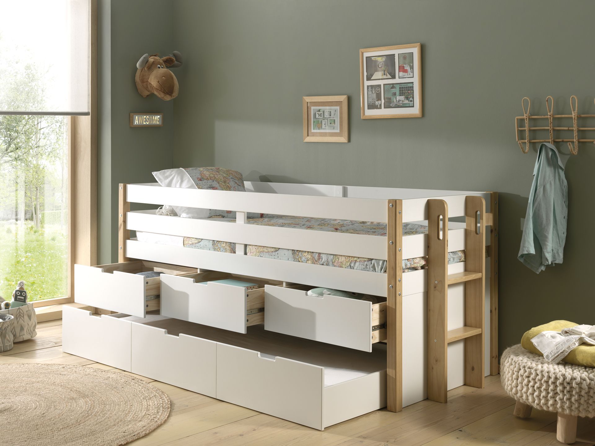 Margrit Bunk Bed with Drawers & Extra Bed / Κουκέτα με συρτάρια και έξτρα κρεβάτι
