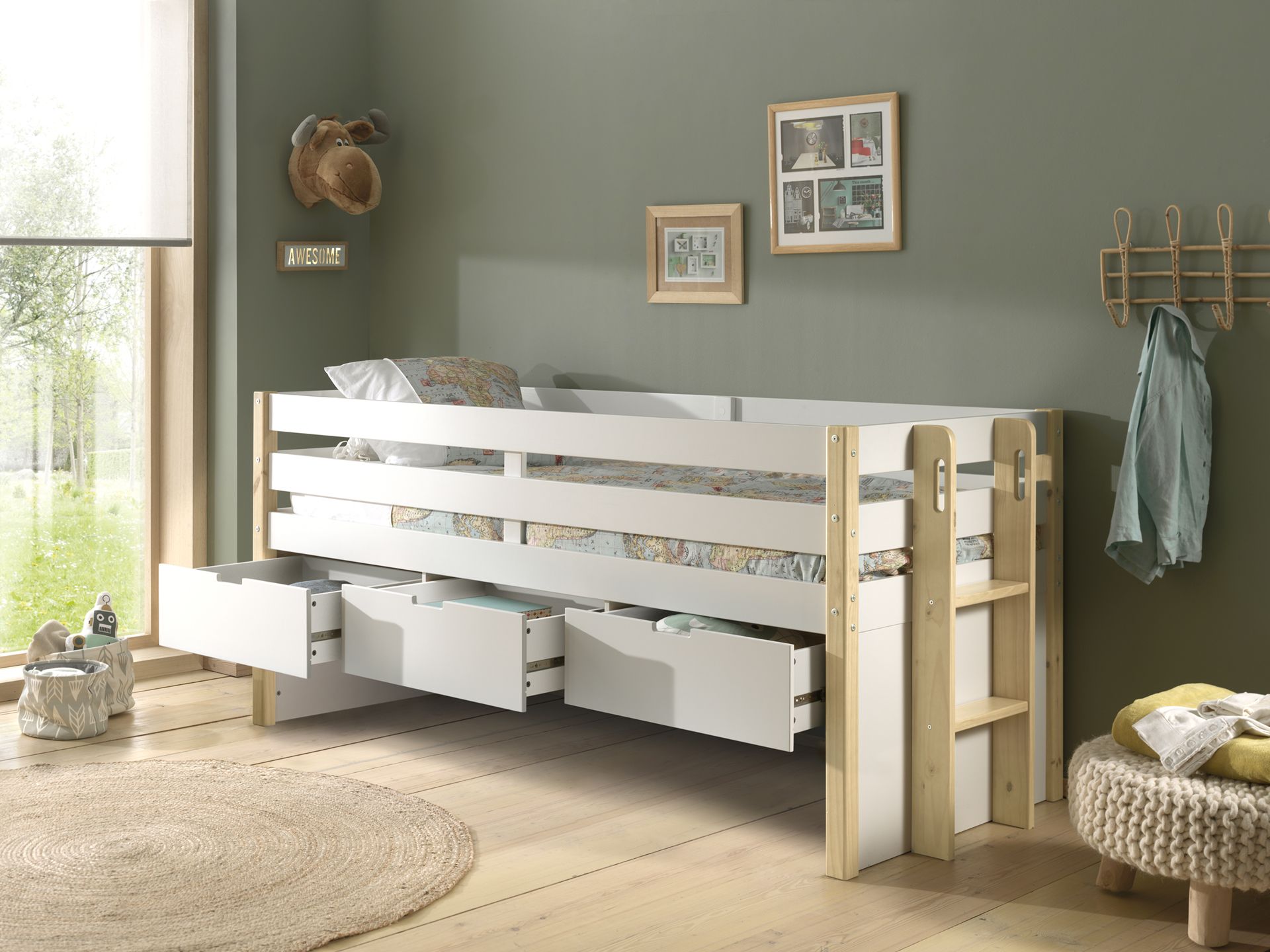 Margrit Bunk Bed with Drawers & Extra Bed / Κουκέτα με συρτάρια και έξτρα κρεβάτι