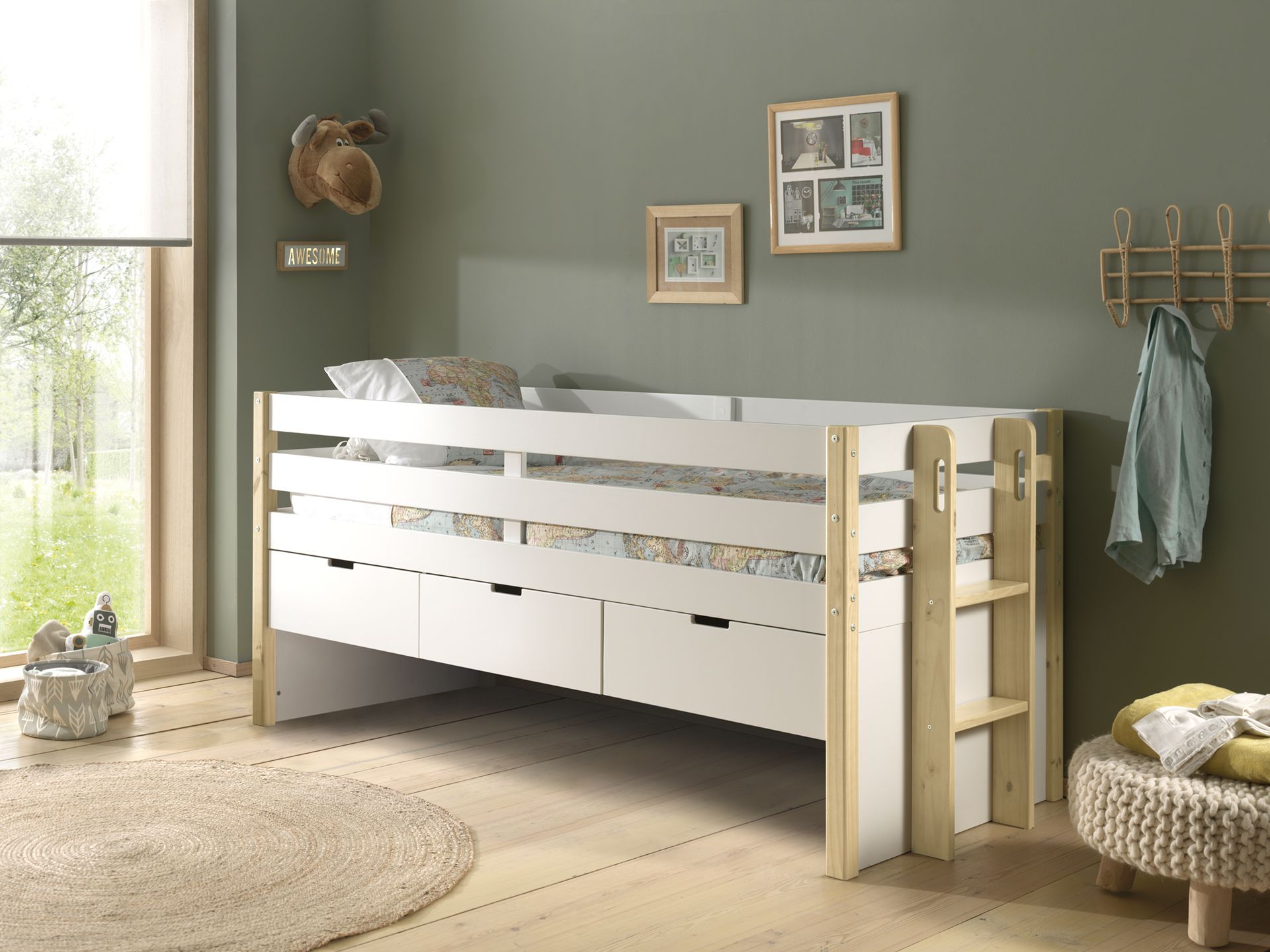 Margrit Bunk Bed with Drawers & Extra Bed / Κουκέτα με συρτάρια και έξτρα κρεβάτι