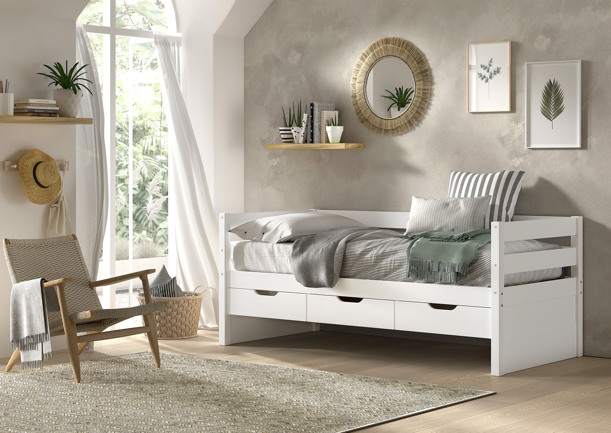 Margrit / Ξύλινο Κρεβάτι με πλάτη