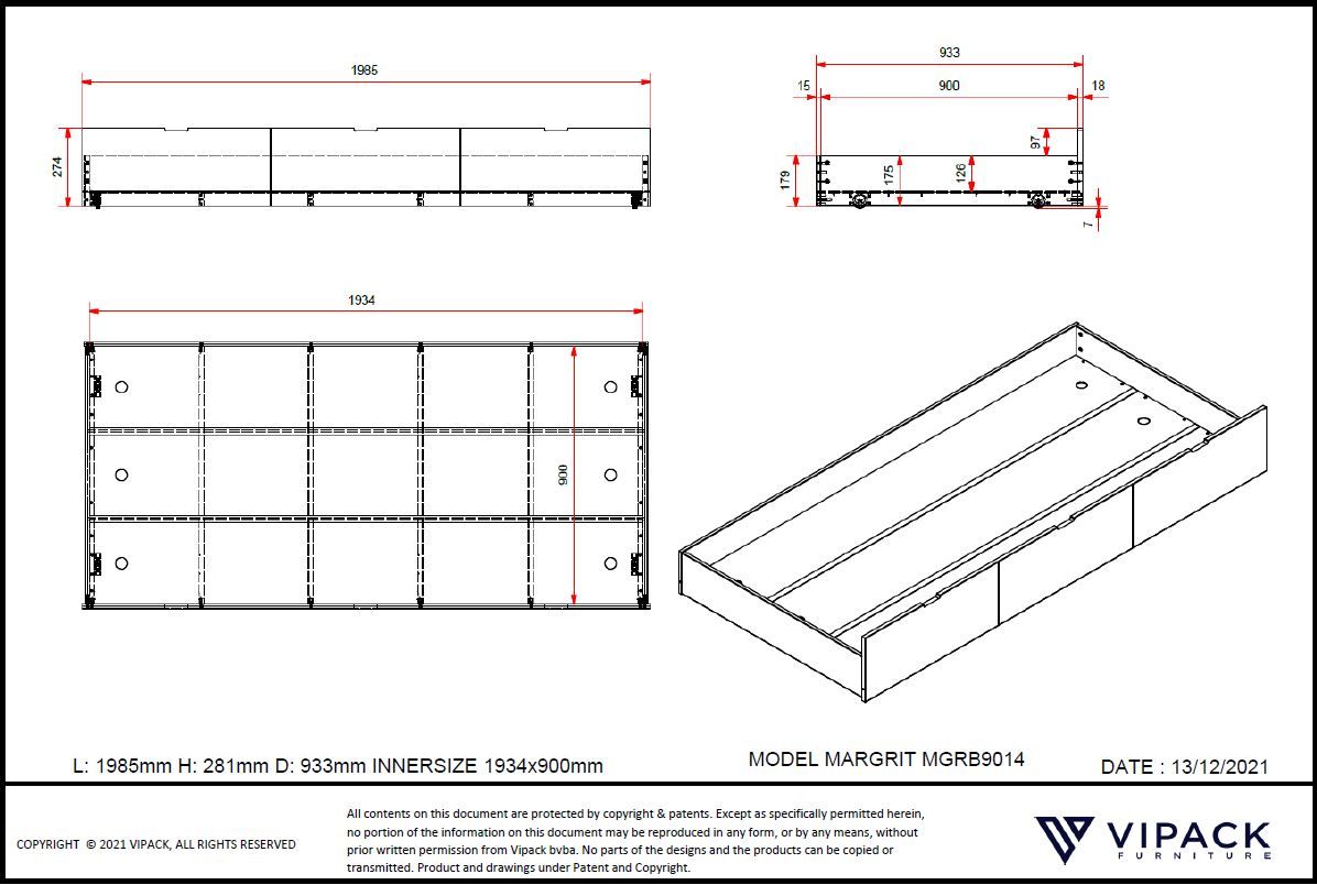 Margrit Bunk Bed with Drawers & Extra Bed / Κουκέτα με συρτάρια και έξτρα κρεβάτι