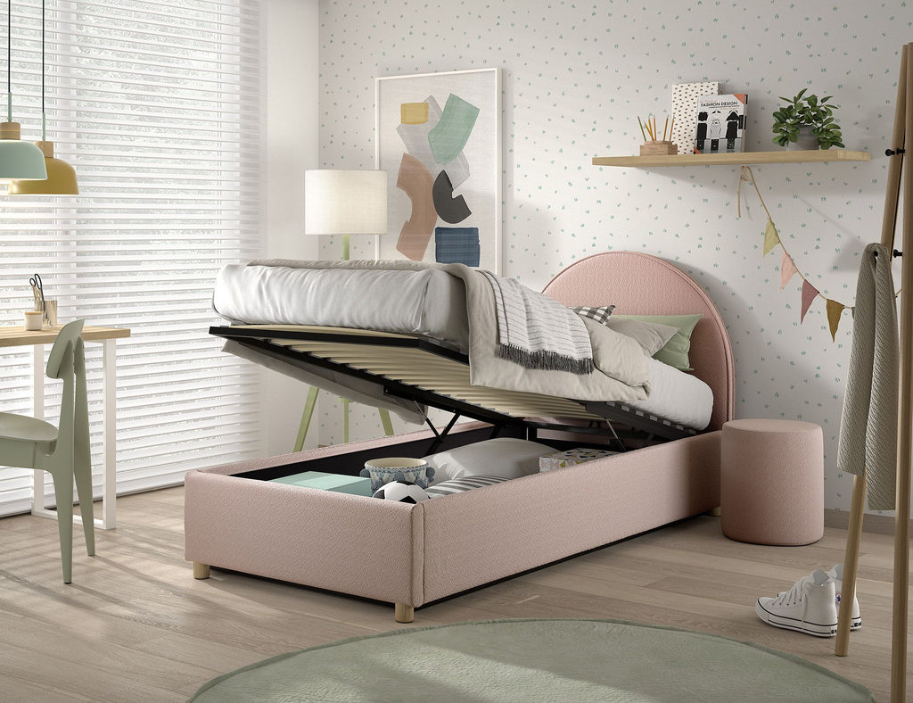 Clara Bed Storage. / Μονό ντυμένο κρεβάτι με αποθήκη