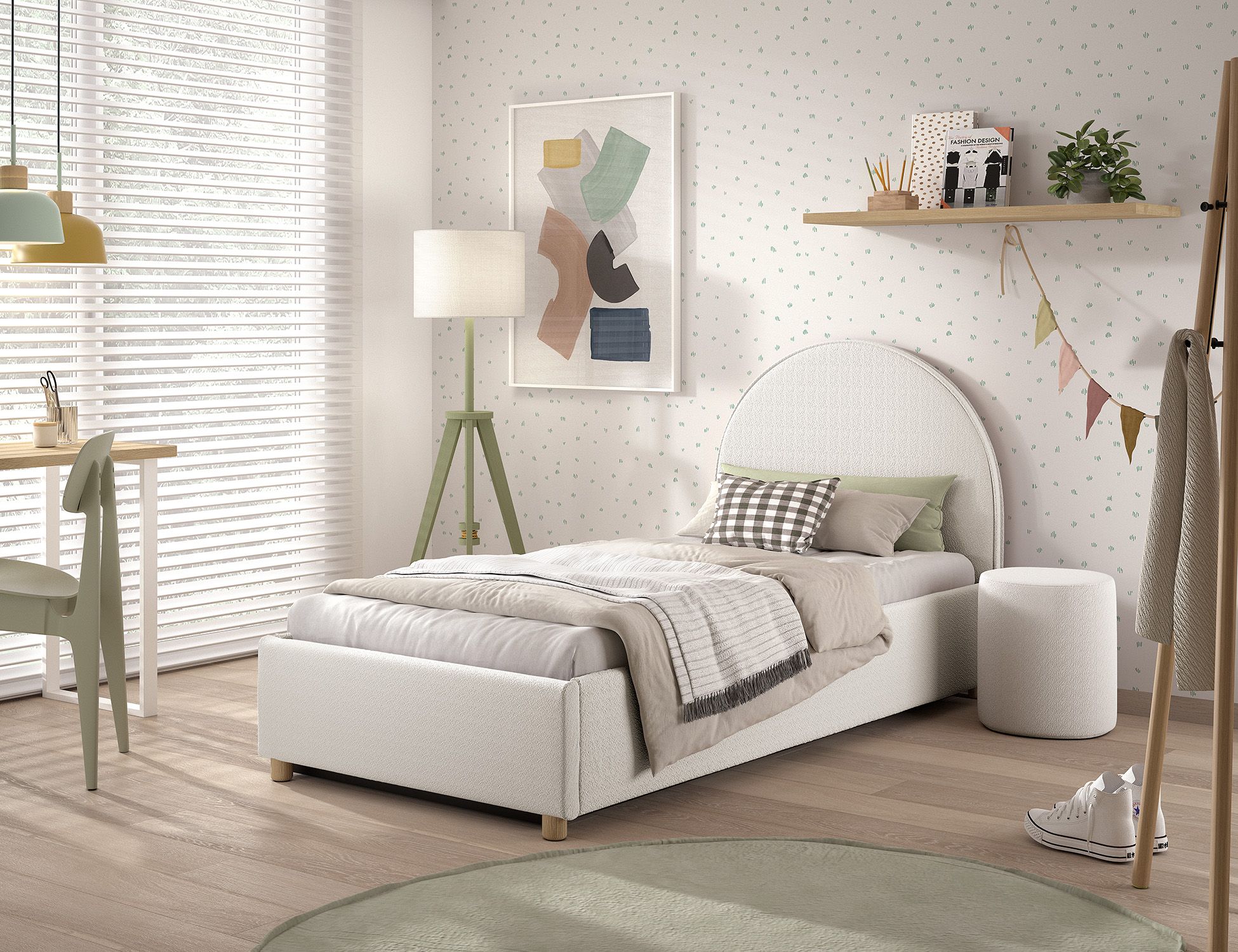 Clara Bed Storage. / Μονό ντυμένο κρεβάτι με αποθήκη