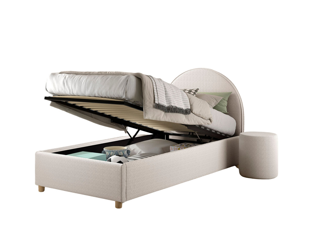 Clara Bed Storage. / Μονό ντυμένο κρεβάτι με αποθήκη