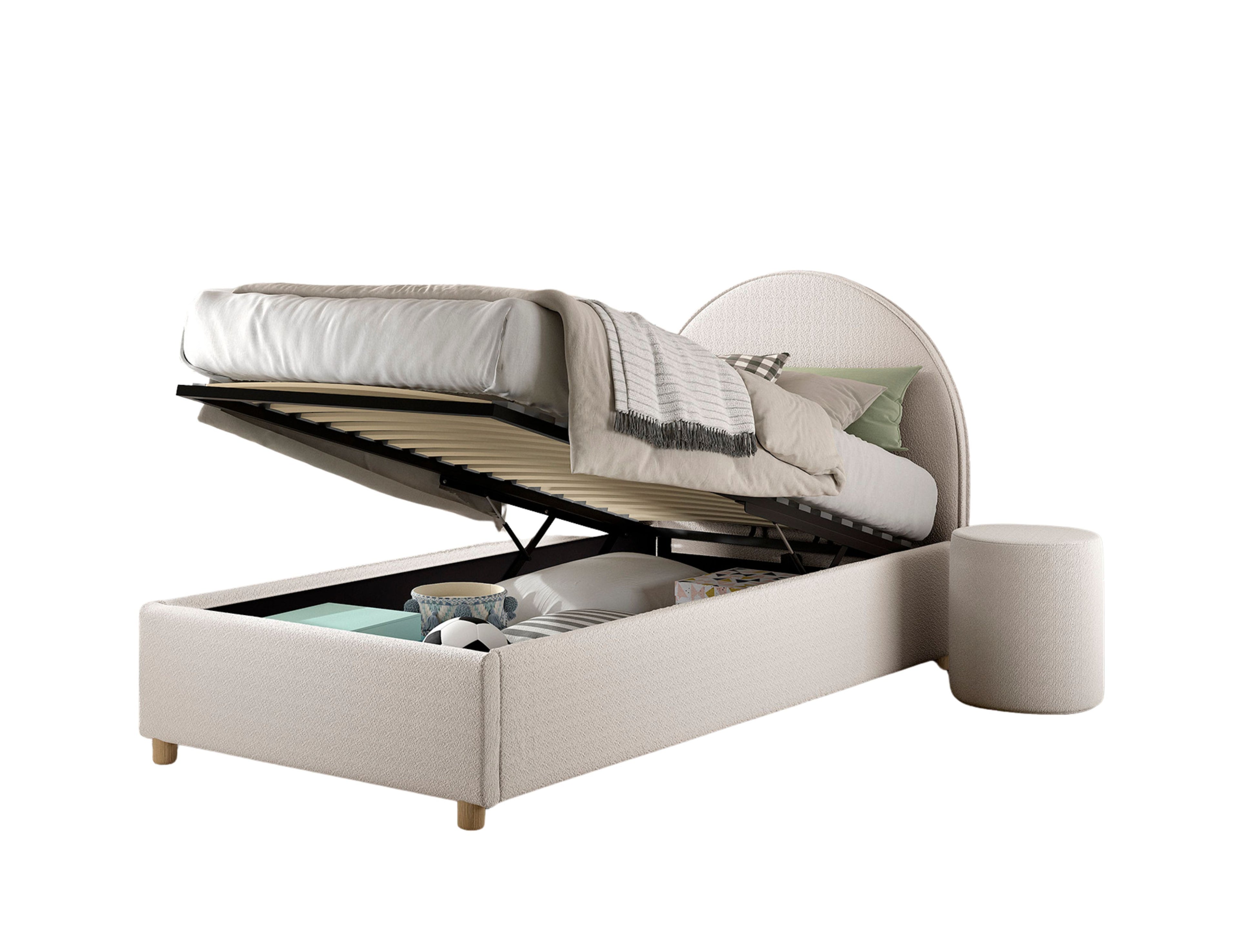 Clara Bed Storage. / Μονό ντυμένο κρεβάτι με αποθήκη