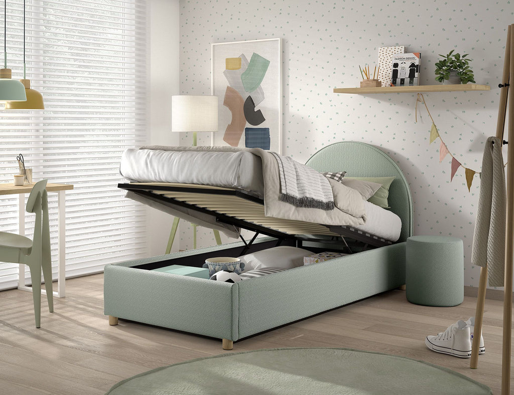 Clara Bed Storage. / Μονό ντυμένο κρεβάτι με αποθήκη