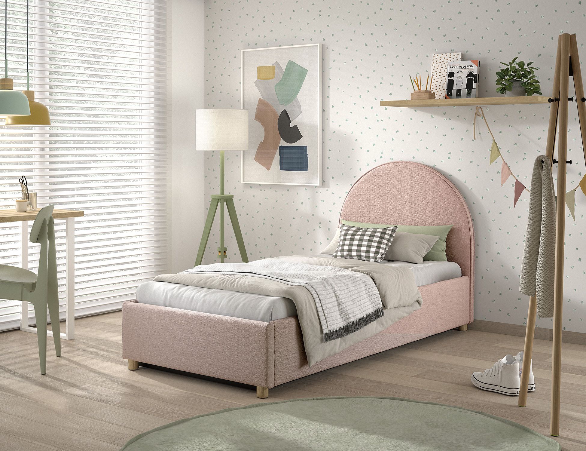 Clara Bed Storage. / Μονό ντυμένο κρεβάτι με αποθήκη