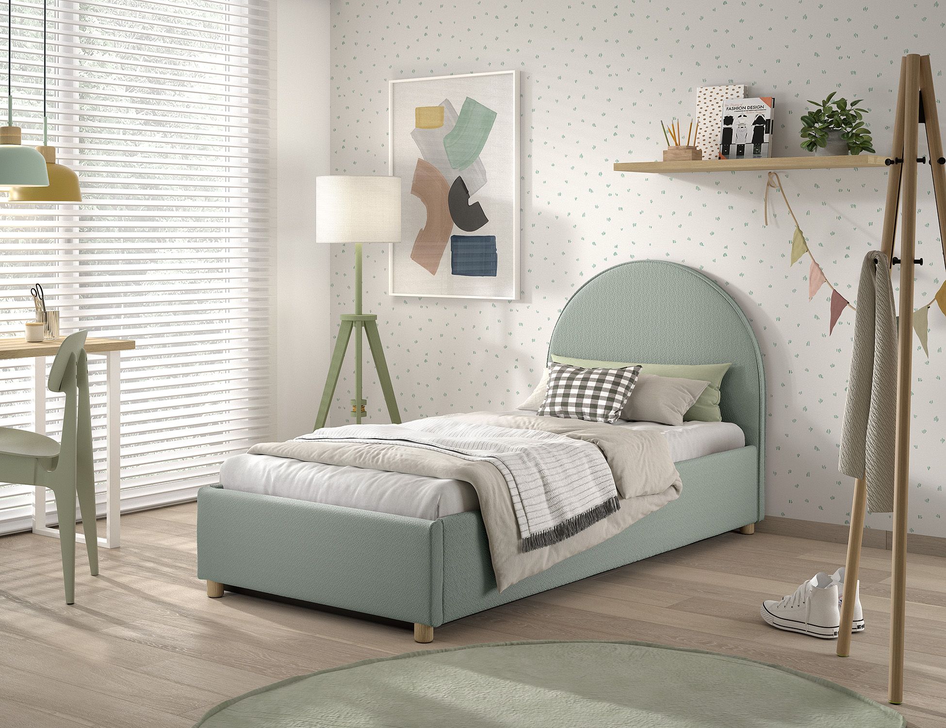 Clara Bed Storage. / Μονό ντυμένο κρεβάτι με αποθήκη