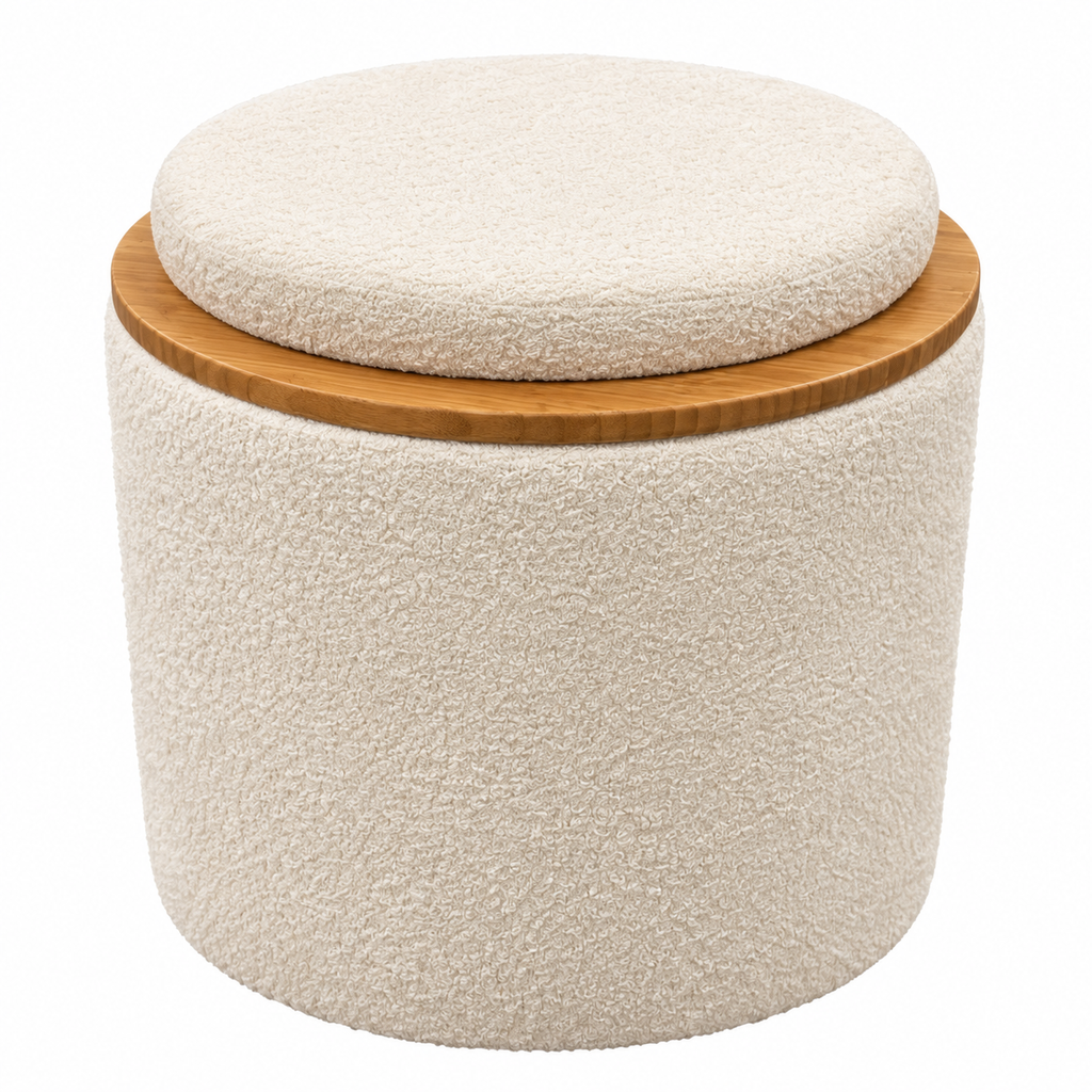 ROCKY STOOL WITH STORAGE BEIGE / Πουφ με αποθηκευτικό χώρο
