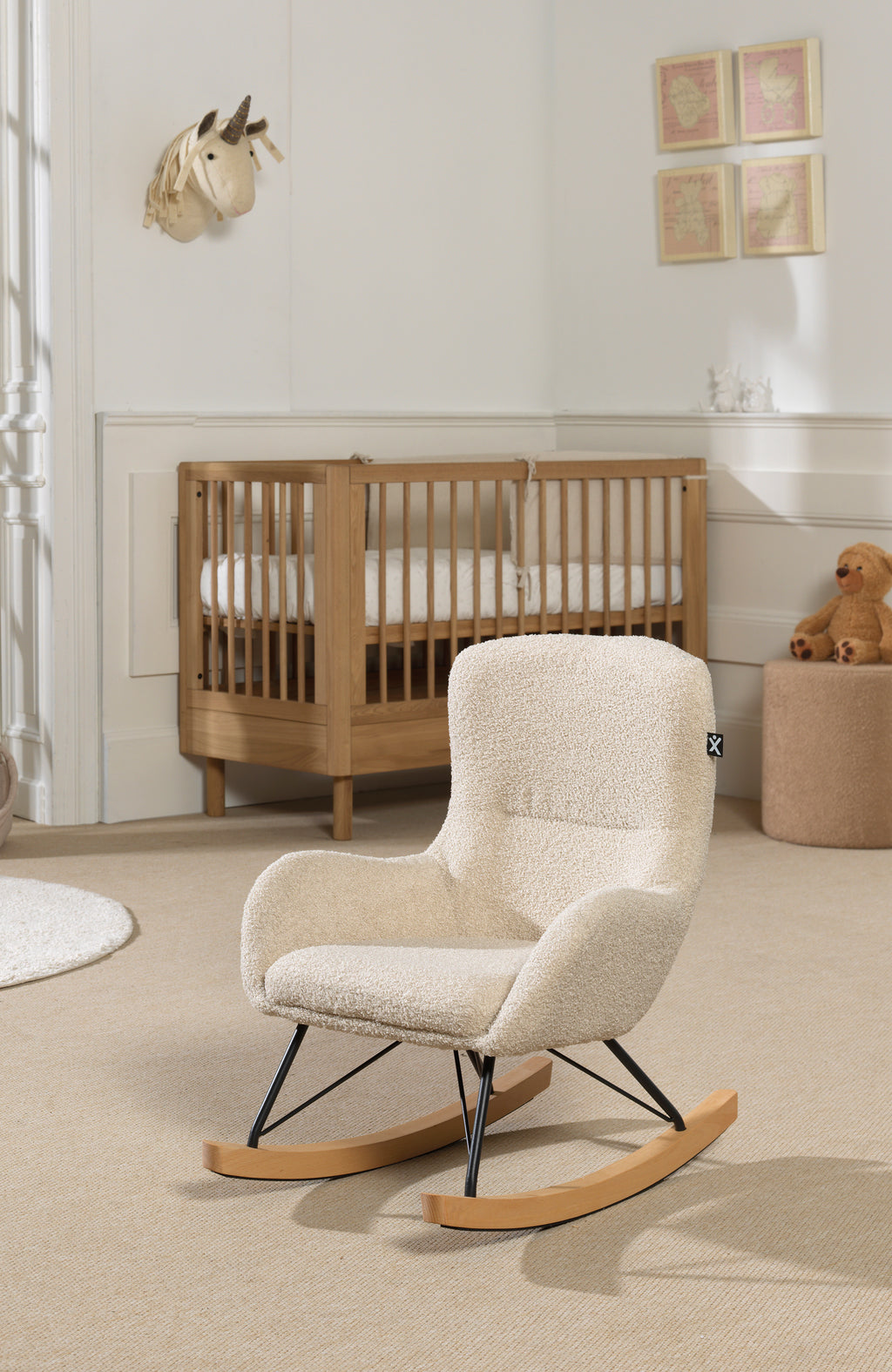 ROCKY ROCKING CHAIR MINI BOUCLÉ DAVIS BEIGE / Παιδική κουνιστή πολυθρόνα