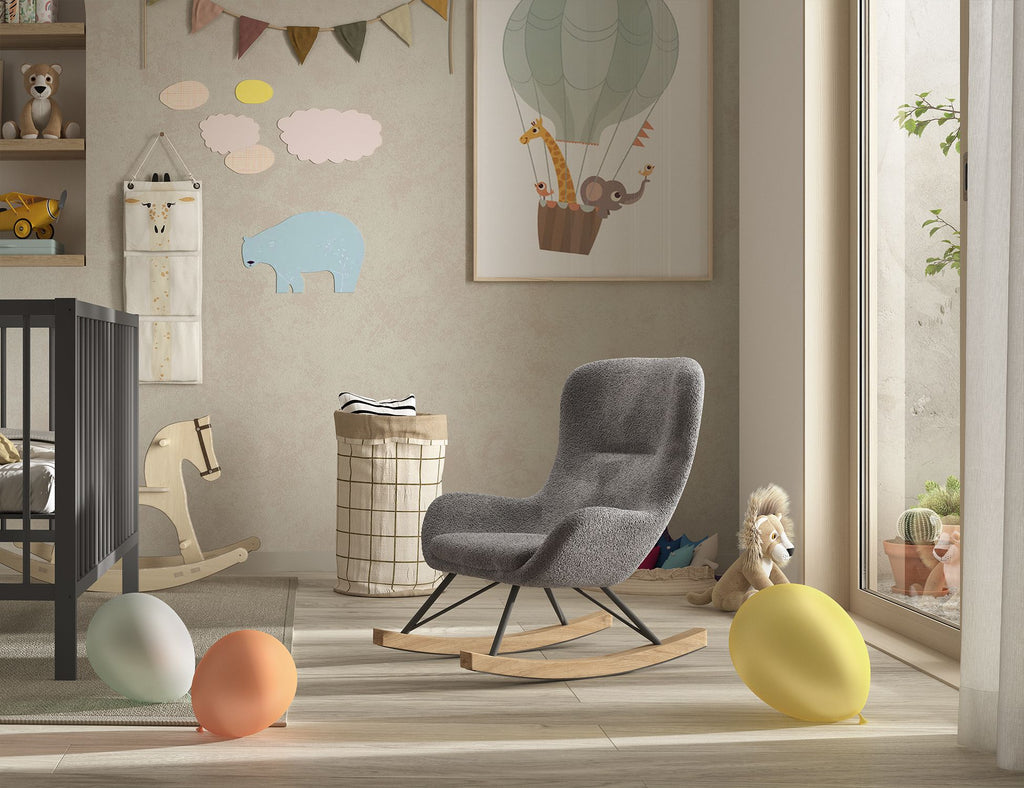 ROCKY ROCKING CHAIR MINI BOUCLÉ ANTHRAZIT / Παιδική κουνιστή πολυθρόνα