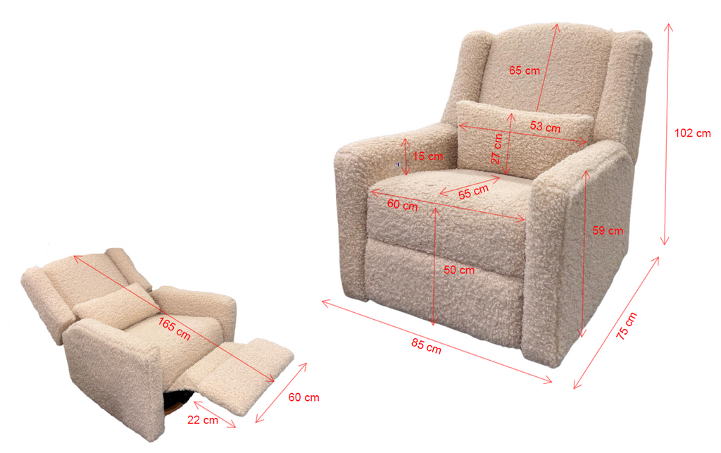 ROCKY electric recliner curly beige / Πολυθρόνα με ηλεκτρικό μηχανισμό ανάκλιση