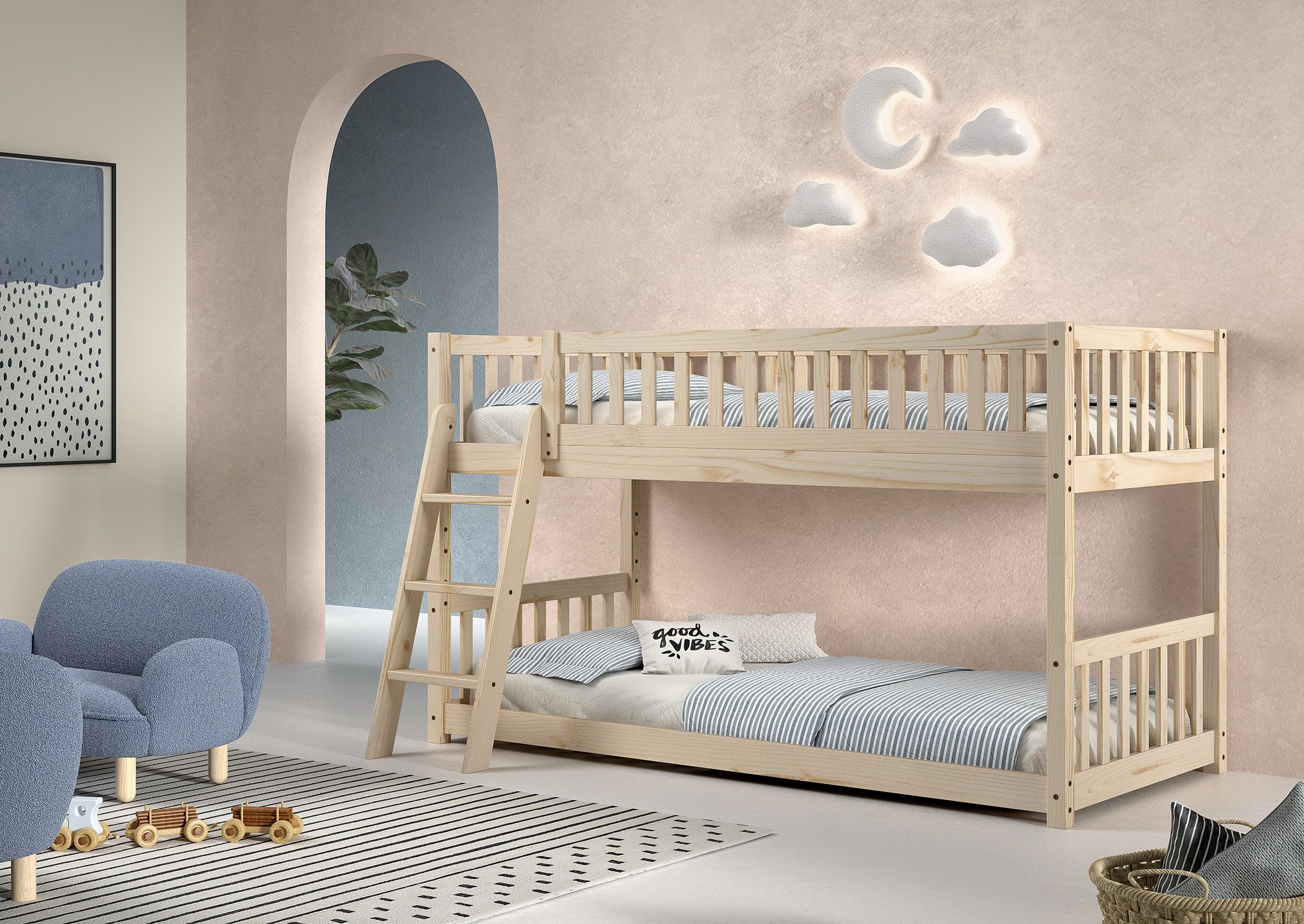 Ronald / Ξύλινη μασίφ διαχωριζόμενη κουκέτα