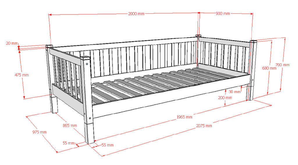SEDA CABIN BED 90 x 200 cm BEECH NATURAL / Παιδικό κρεβάτι με πλάτη μασίφ οξιά