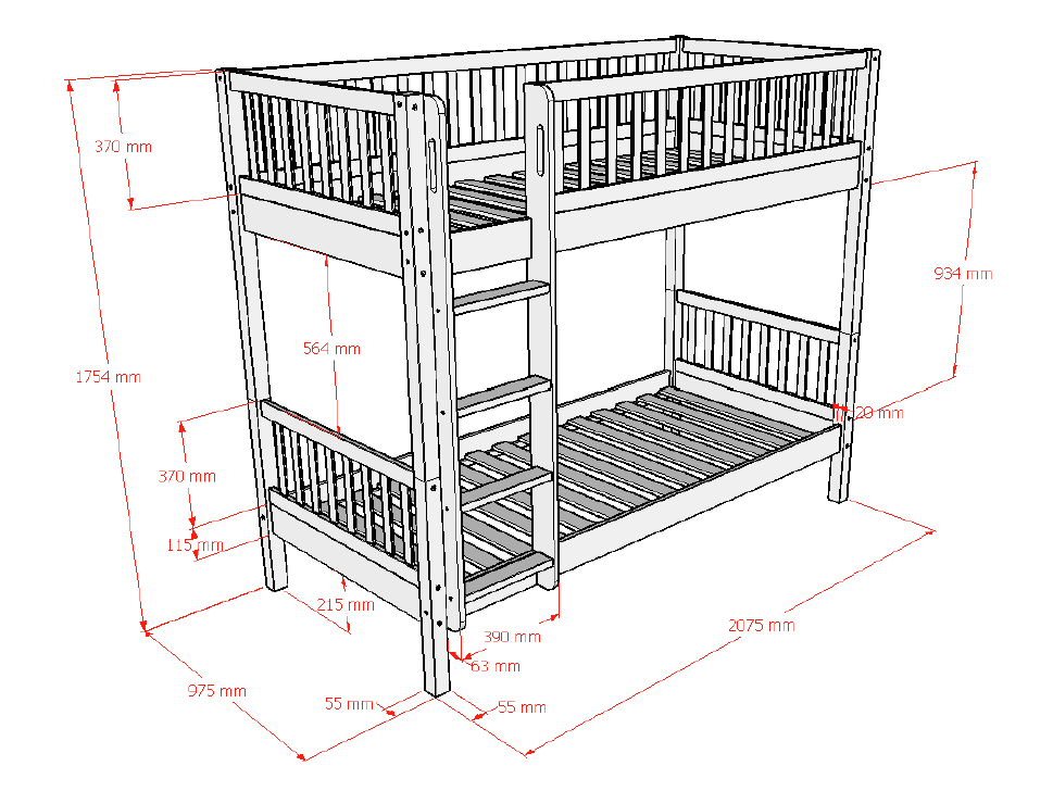 SEDA BUNK BED 90 x 200 cm BEECH NATURAL / Κουκέτα μασίφ οξιά