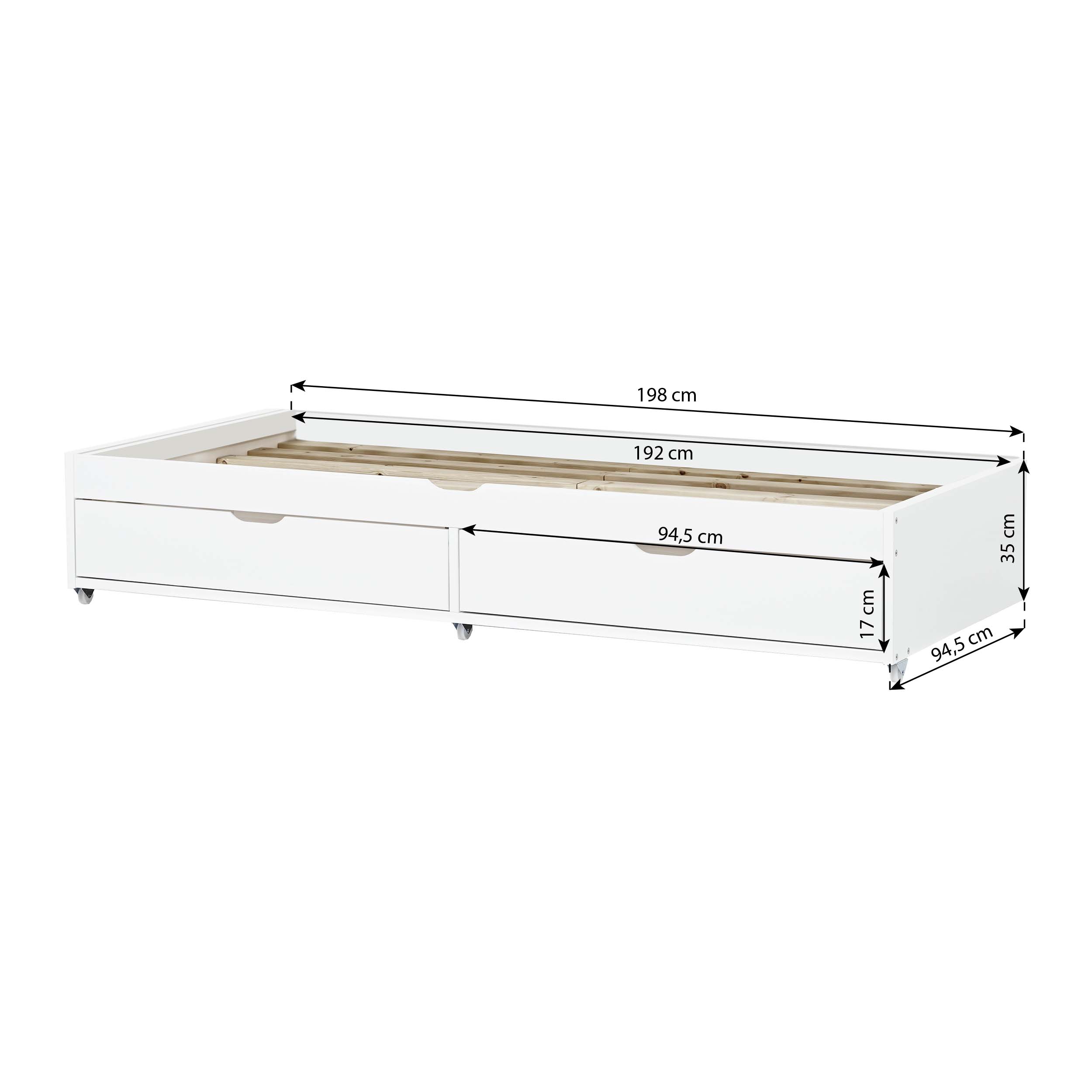 MAJA BED WITH SECOND BED AND 2 DRAWERS ΞΥΛΙΝΟ ΚΡΕΒΑΤΙ ΜΕ ΣΥΡΟΜΕΝΟ ΚΑΙ 2 ΣΥΡΤΑΡΙΑ HOPPEKIDS