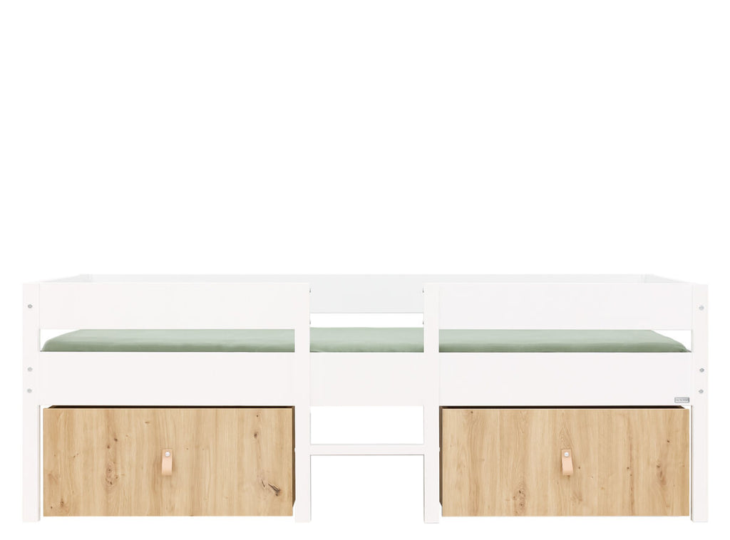 Compact bed 90x200 incl. 2 drawers on wheels Mick White 