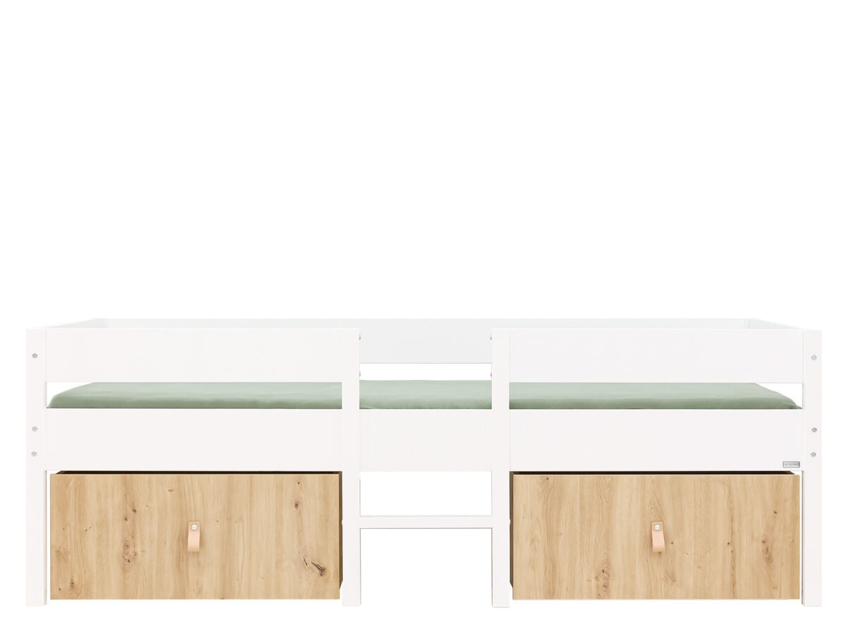 Compact bed 90x200 incl. 2 drawers on wheels Mick White 