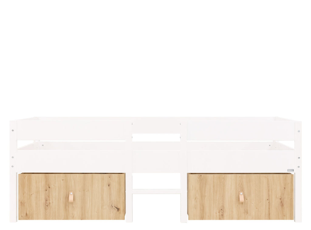 Compact bed 90x200 incl. 2 drawers on wheels Mick White 
