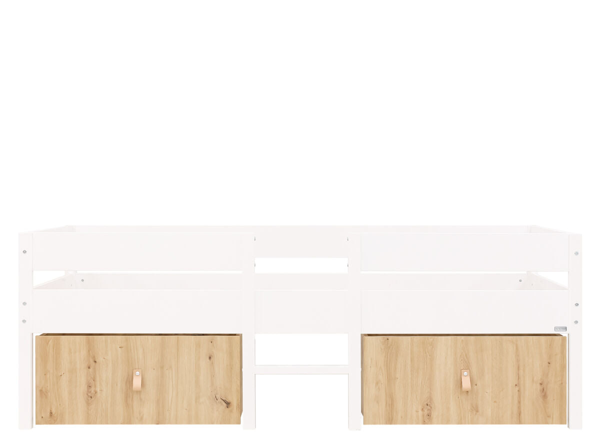 Compact bed 90x200 incl. 2 drawers on wheels Mick White 