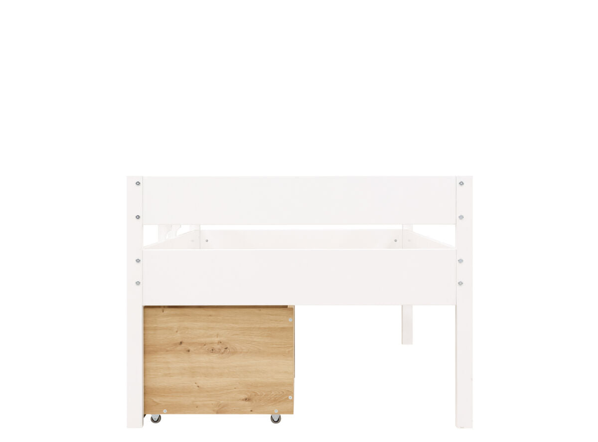 Compact bed 90x200 incl. 2 drawers on wheels Mick White 