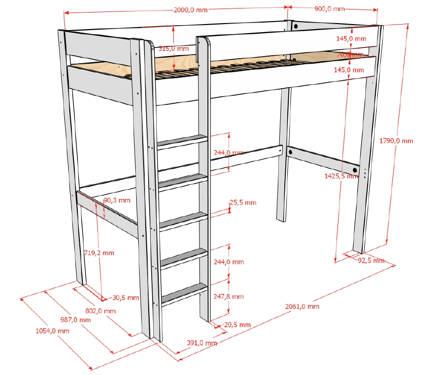 Oscar Loft Vipack / Υπερυψωμένη Κουκέτα Μασίφ