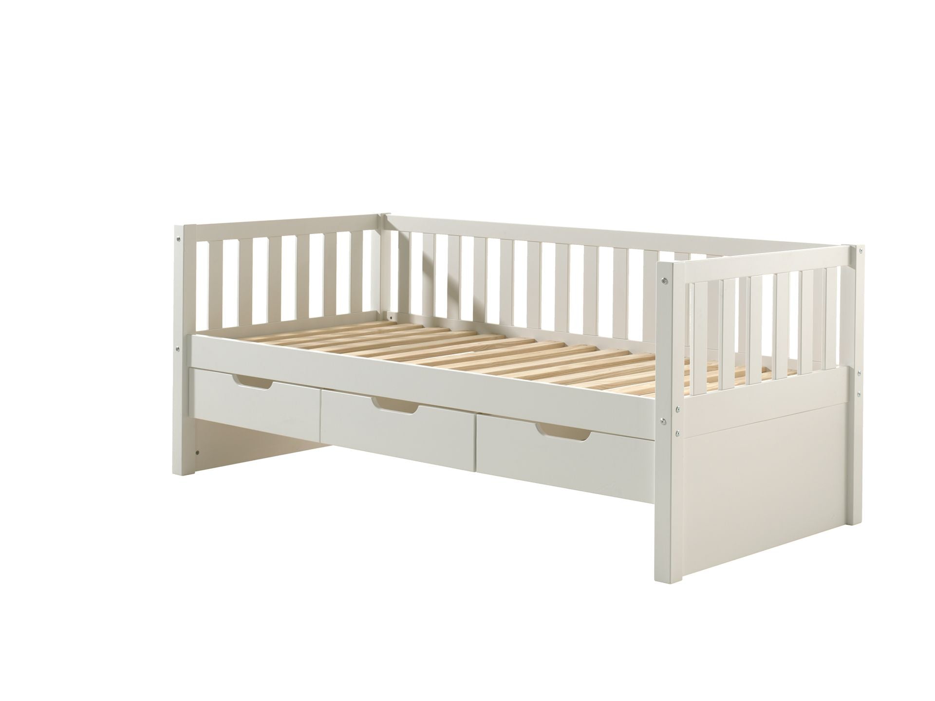 BED WITH 3 DRAWERS 90 X 200 CM MILKY PINE / Κρεβάτι με 3 συρτάρια 