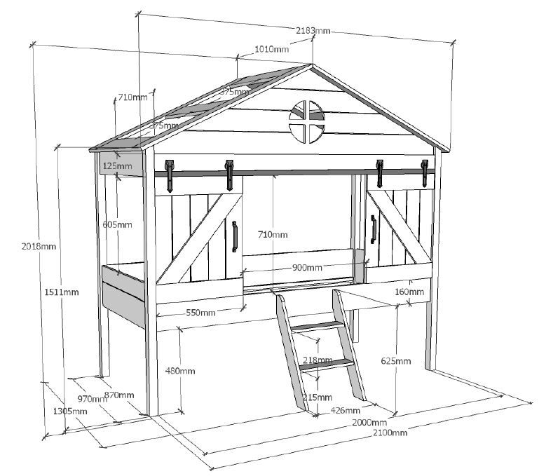 Barnie House bed / Κρεβάτι μονό με σκεπή