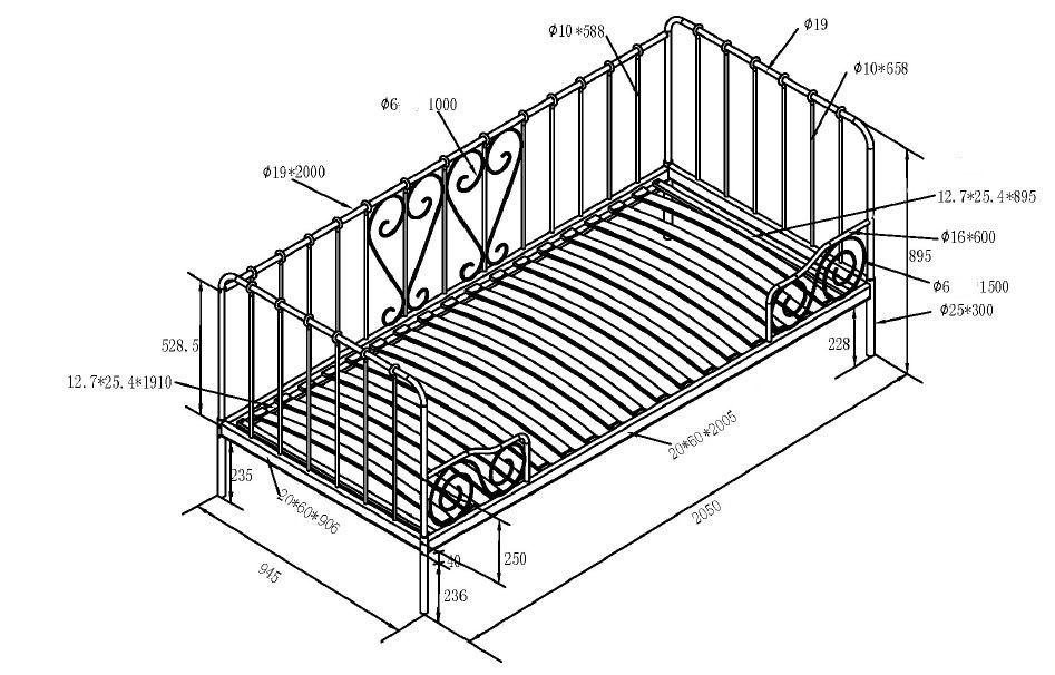 Alice Metal sofa / Κρεβάτι με πλάτη