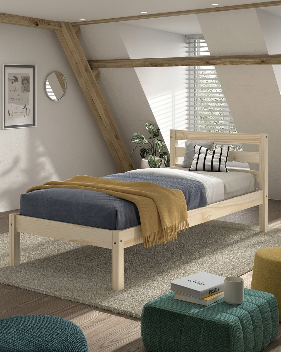 Pino Bed Vipack / Μονό Kρεβάτι Mασίφ