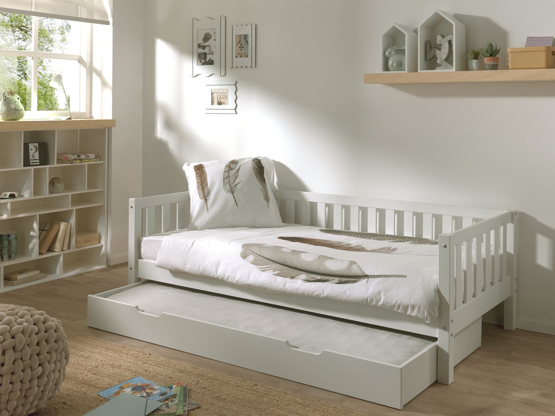 Fritz Captain Bed with a pull out bed / Ξύλινο μονό κρεβάτι με 2ο συρόμενο 